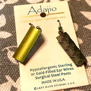 NEW!!  ADAJIO Green and Silver French Wire Earrings